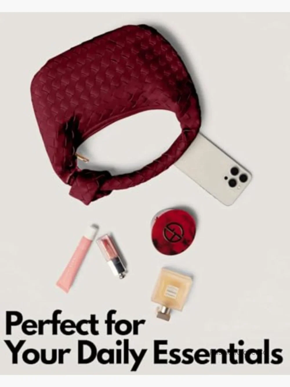 Small Hobo Bag with Knotted Top Handle - Soft Vegan Leather Clutch
